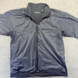 Marmot Windbreaker Jacket Mens XL Black DriClime Fleece Lined Full Zip High Neck